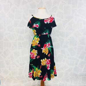 Old Navy Tropical Flower Cold Shoulder Midi Dress